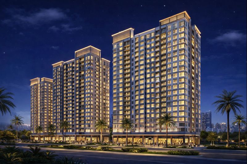 Phối cảnh đêm căn hộ Gladia Heights
