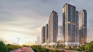 Phối cảnh dự kiến các tòa căn hộ Imperia Hanoi Garden City nhìn từ trục đường lớn